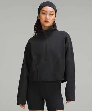 Lululemon Athletica Mixed Fabric Pullover Sweatshirt Black Womens Size Medium